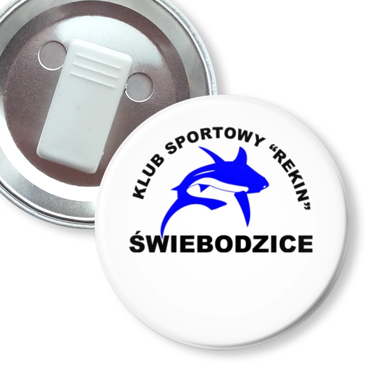 przypinka z żabką KS Rekin Świebodzice