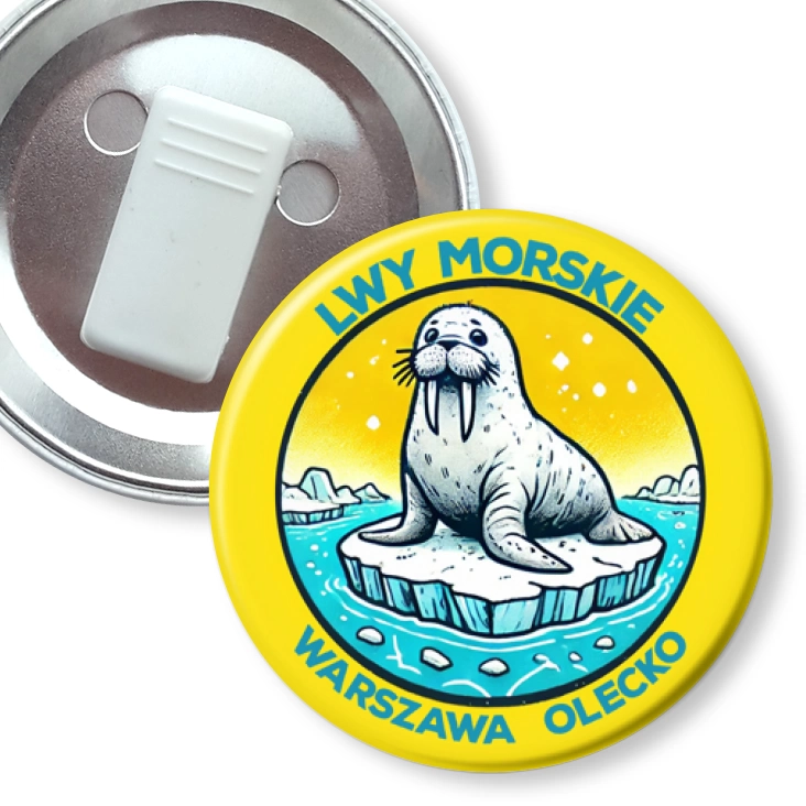 przypinka z żabką Lwy Morskie Warszawa Olecko