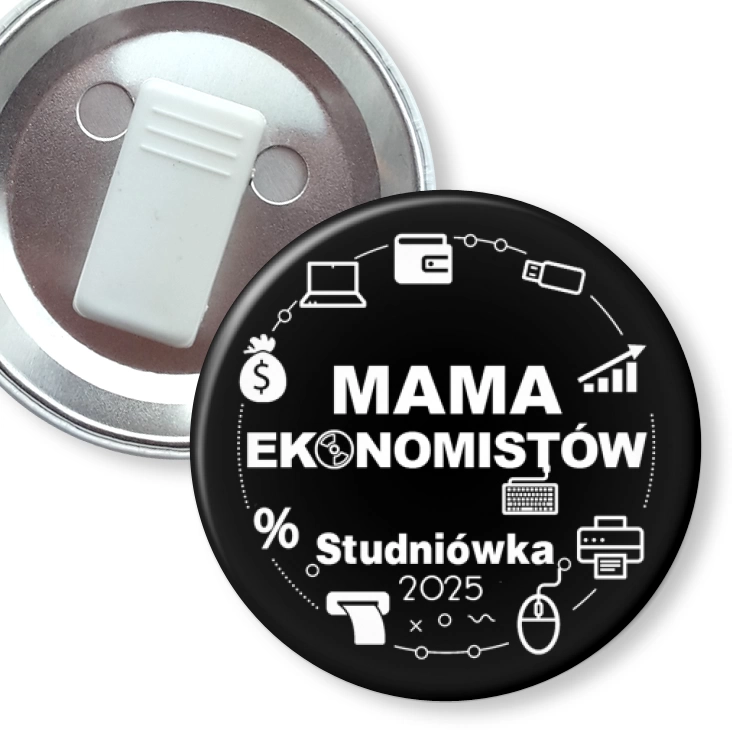 przypinka z żabką Mama ekonomistów studniówka