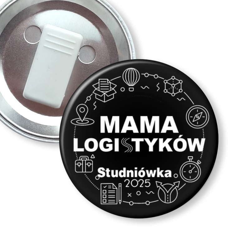 przypinka z żabką Mama logistyków studniówka