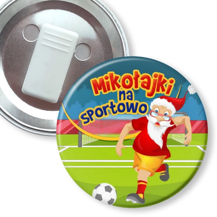 przypinka z żabką Mikołajki na sportowo Piłka nożna