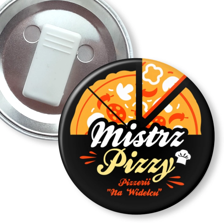 przypinka z żabką Mistrz Pizzy Pizzeria