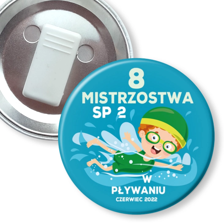 przypinka z żabką Mistrzostwa SP2 w pływaniu