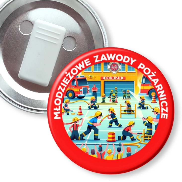 przypinka z żabką Młodzieżowe Zawody Pożarnicze