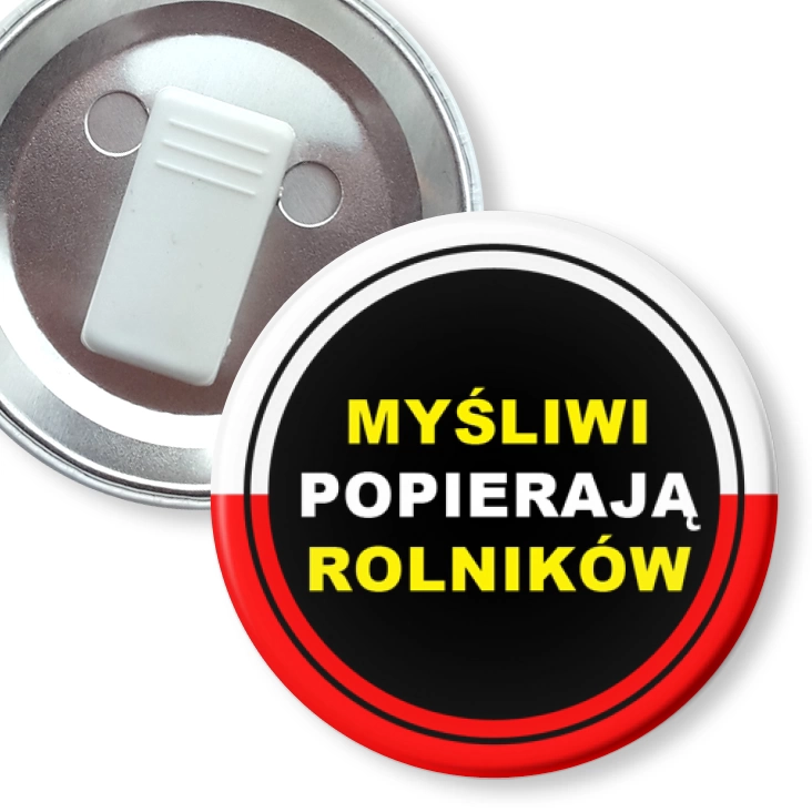 przypinka z żabką Myśliwi popierają rolników