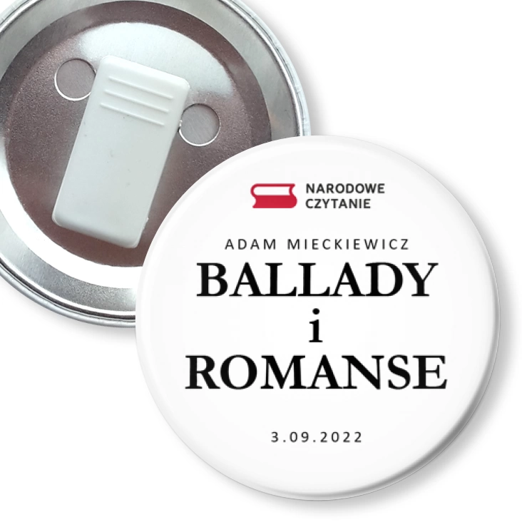 przypinka z żabką Narodowe Czytanie Ballady i Romanse