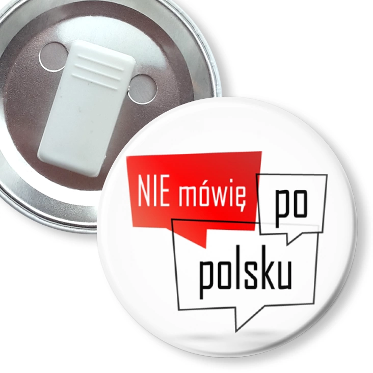 przypinka z żabką Nie mówię po polsku