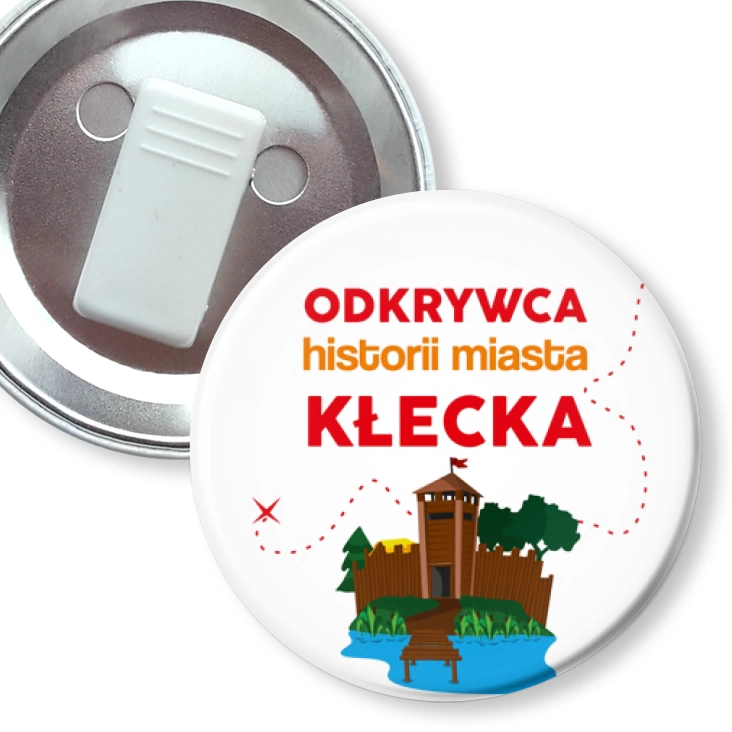 przypinka z żabką Odkrywca historii miasta Kłecka