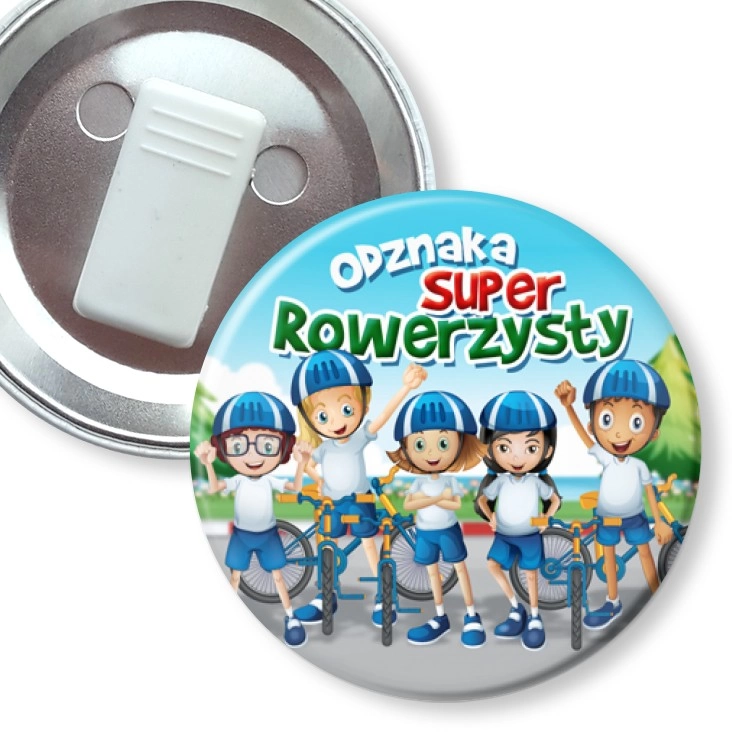 przypinka z żabką Odznaka Super Rowerzysty