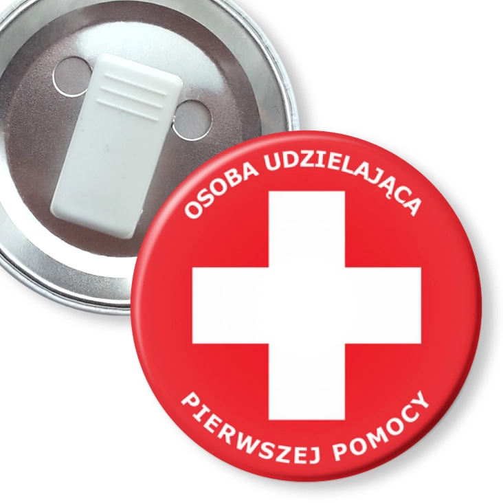 przypinka z żabką Osoba udzielająca pierwszej pomocy