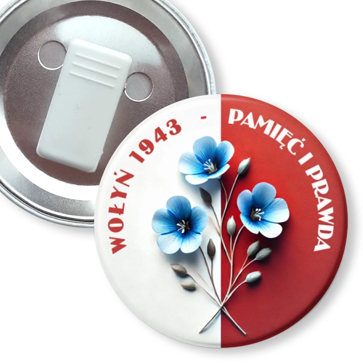 przypinka z żabką Pamięć i prawda Wołyń 1943