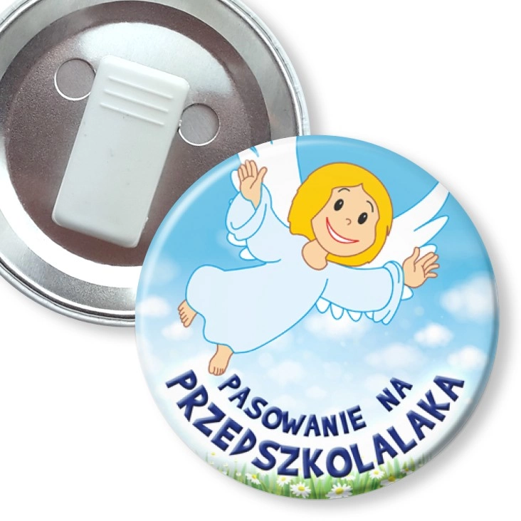 przypinka z żabką Pasowanie na przedszkolaka grupa Aniołki