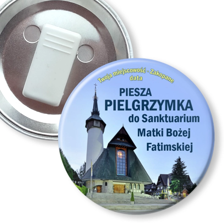 przypinka z żabką Pielgrzymka do Sanktuarium Matki Bożej Fatimskiej w Zakopanem