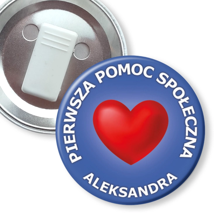 przypinka z żabką Pierwsza Pomoc Społeczna