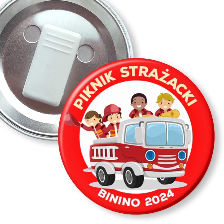 przypinka z żabką Piknik Strażacki Binino 2024