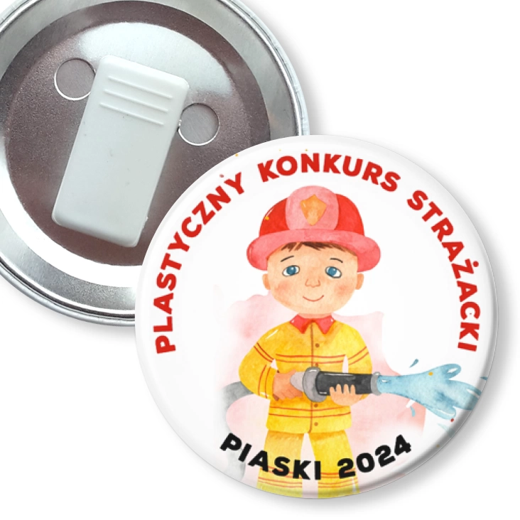 przypinka z żabką Plastyczny Konkurs Strażacki Piaski 2024