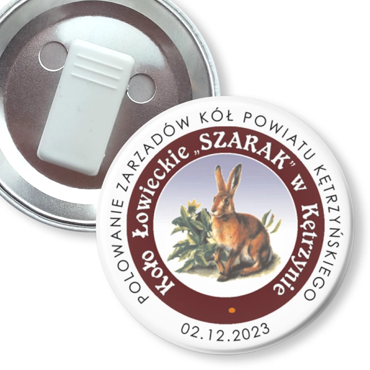 przypinka z żabką Polowanie zarządów kół Koło Łowieckie Szarak w Kętrzynie