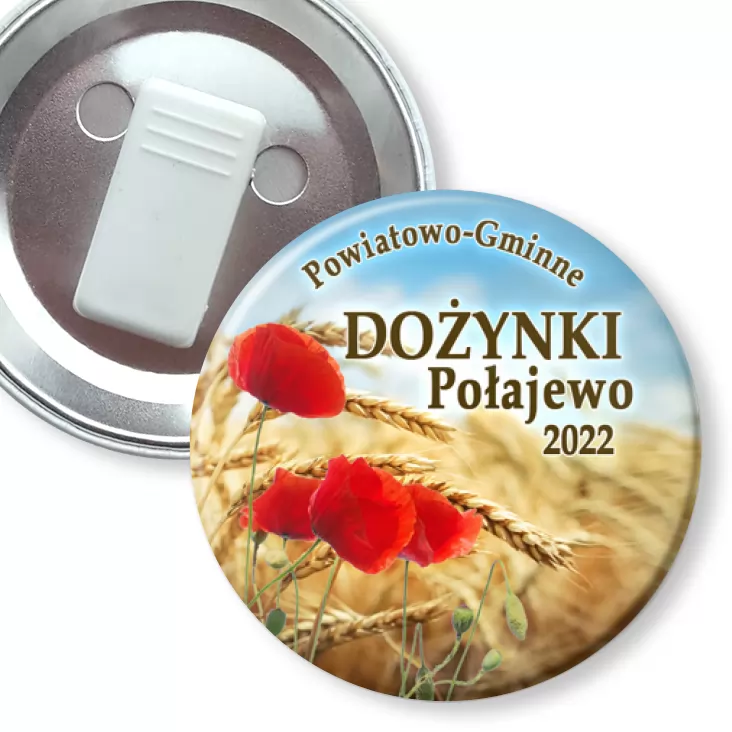 przypinka z żabką Powiatowo-Gminne Dożynki Połajewo 2022