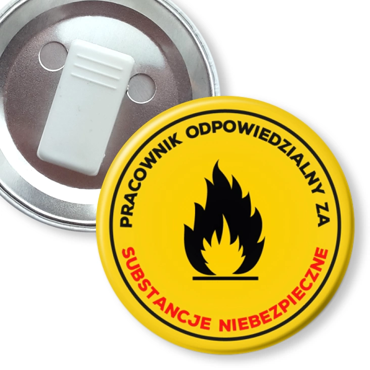 przypinka z żabką Pracownik odpowiedzialny za substancje niebezpieczne