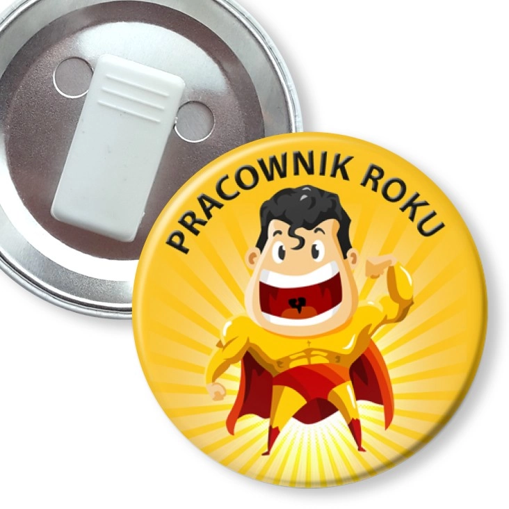 przypinka z żabką Pracownik roku superman