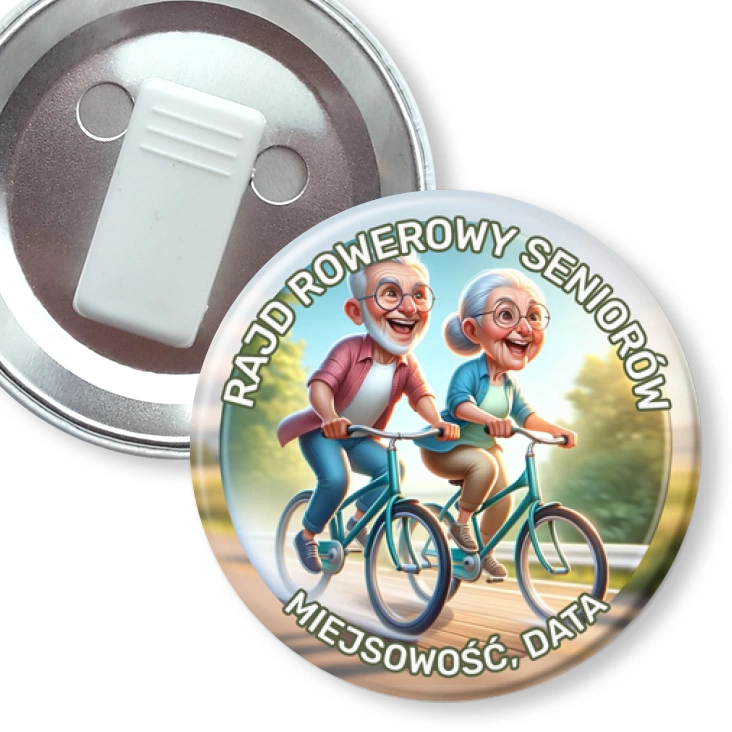 przypinka z żabką Rajd rowerowy seniorów