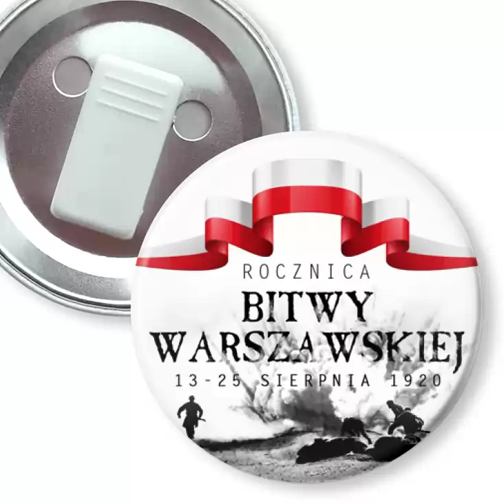 przypinka z żabką Rocznica Bitwy Warszawskiej wstęga biało-czerwona