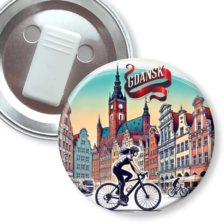 przypinka z żabką Rowerzystka Gdańsk