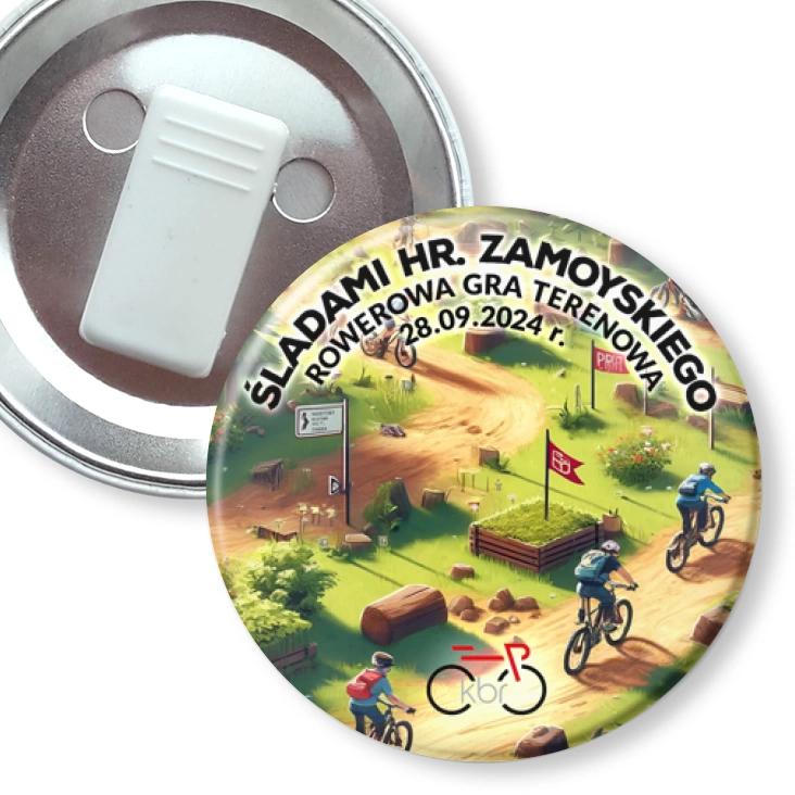 przypinka z żabką Śladami hr. Zamoyskiego - rowerowa gra terenowa