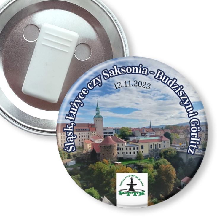 przypinka z żabką Śląsk, Łużyce czy Saksonia - Budziszyn i Görlitz