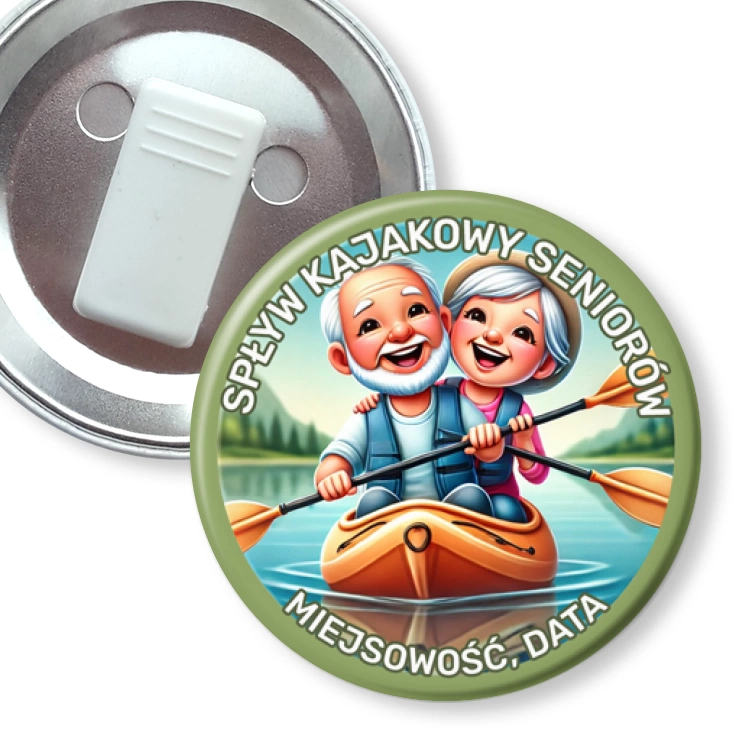przypinka z żabką Spływ kajakowy seniorów