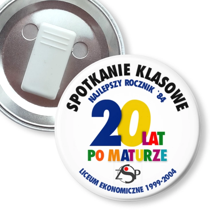 przypinka z żabką Spotkanie klasowe 20 lat po maturze