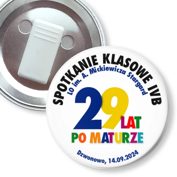 przypinka z żabką Spotkanie klasowe IVB LO Stargard