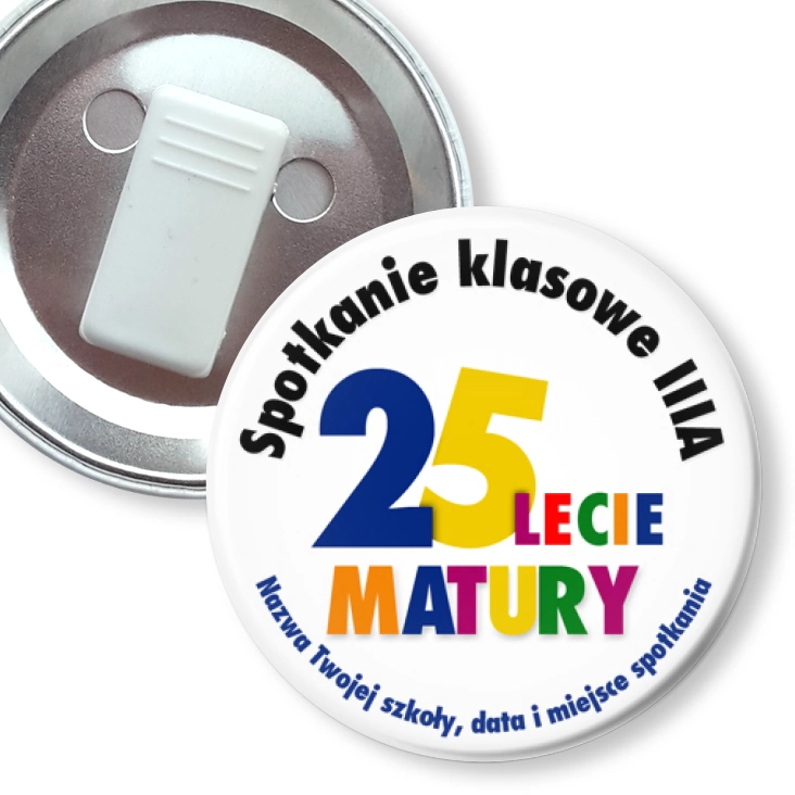 przypinka z żabką Spotkanie klasowe po maturze