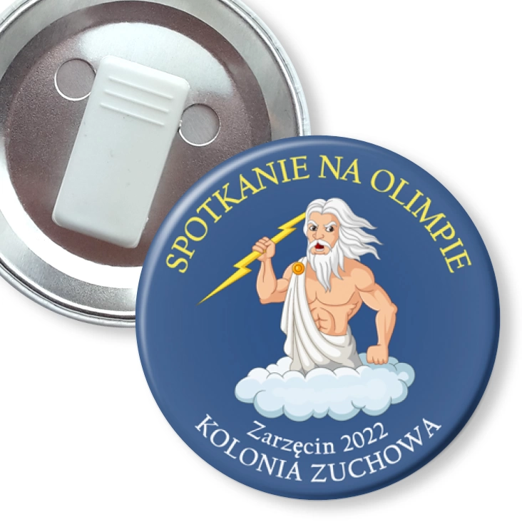 przypinka z żabką Spotkanie na Olimpie Kolonia Zuchowa