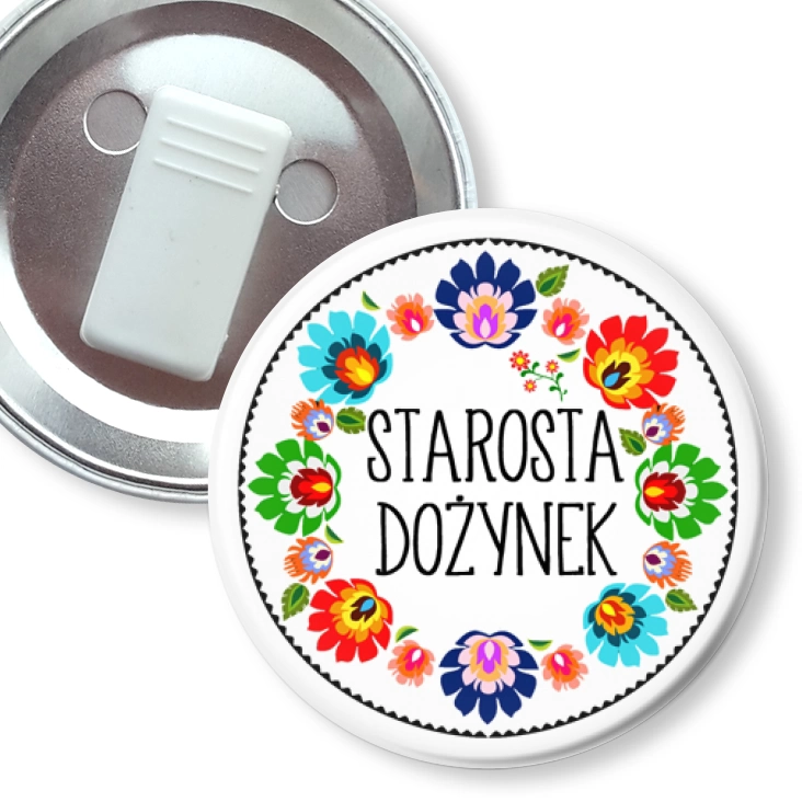 przypinka z żabką Starosta Dożynek wzór łowicki