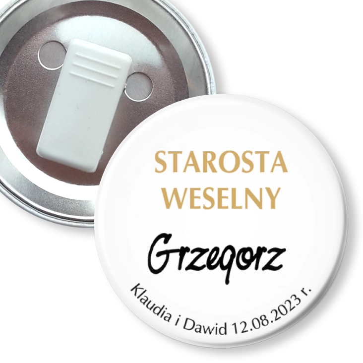 przypinka z żabką Starostwa Weselny Grzegorz