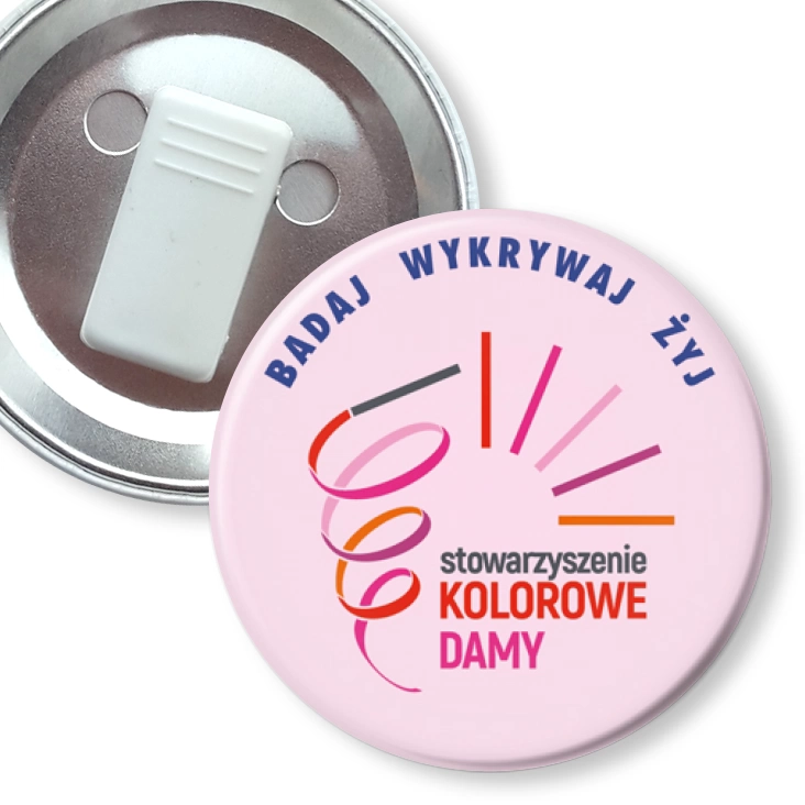 przypinka z żabką Stowarzyszenie Kolorowe Damy