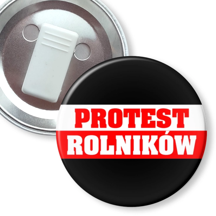 przypinka z żabką Strajk rolników