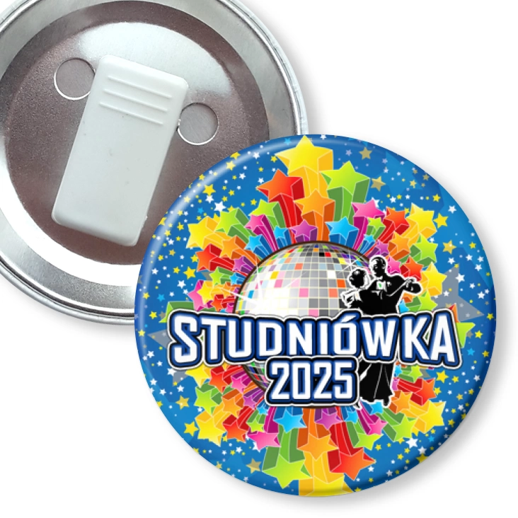 przypinka z żabką Studniówka z kulą disco