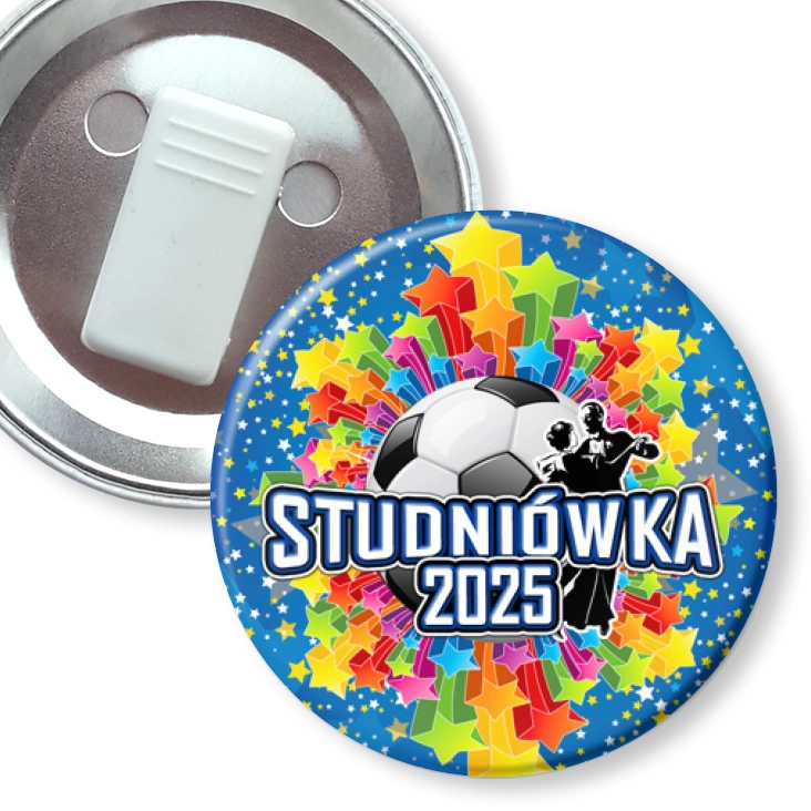 przypinka z żabką Studniówka z piłką