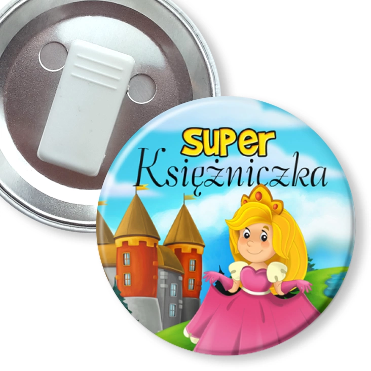 przypinka z żabką Super Księżniczka Śpiąca Królewna