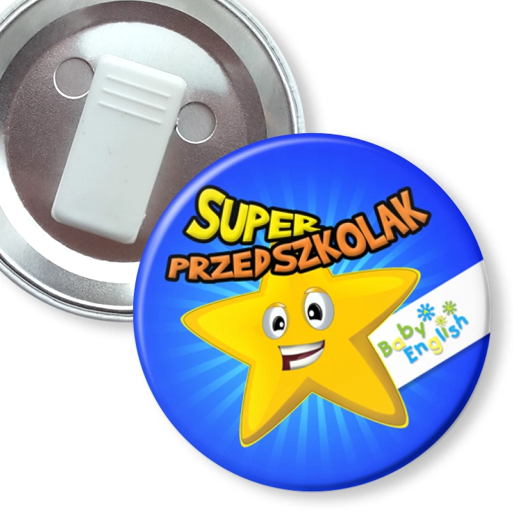przypinka z żabką Super Przedszkolak Baby English
