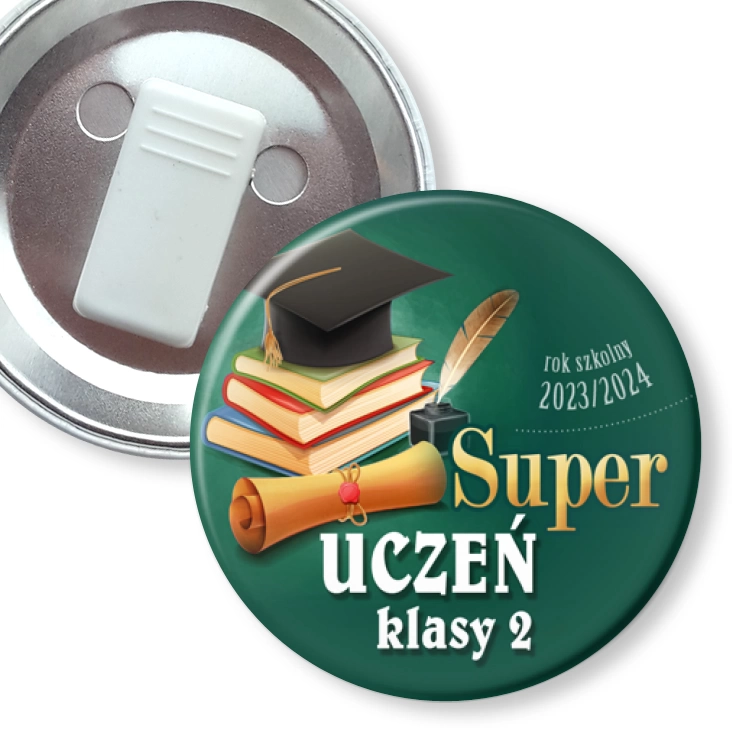 przypinka z żabką Super uczeń klasy 2