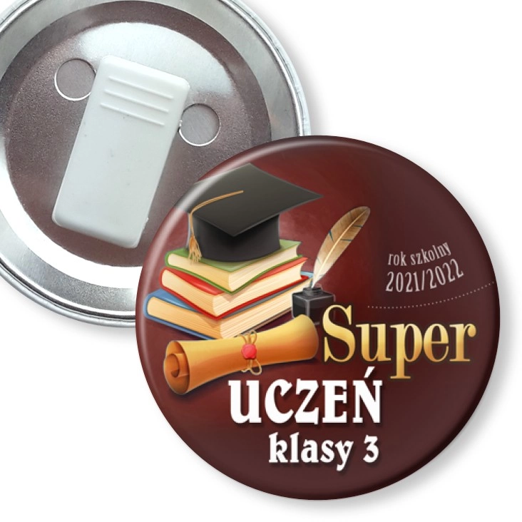 przypinka z żabką Super uczeń klasy 3