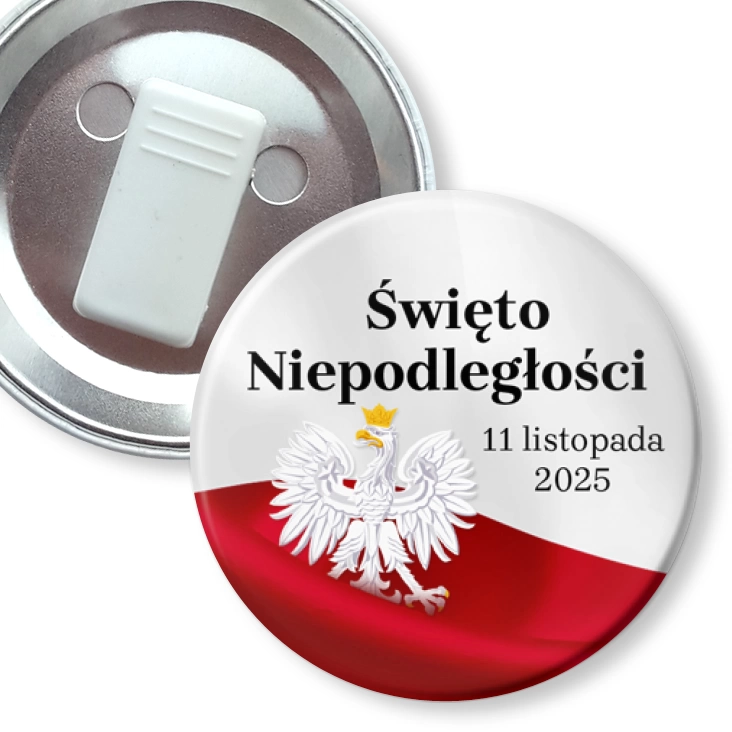 przypinka z żabką Święto Niepodległości orzeł i flaga