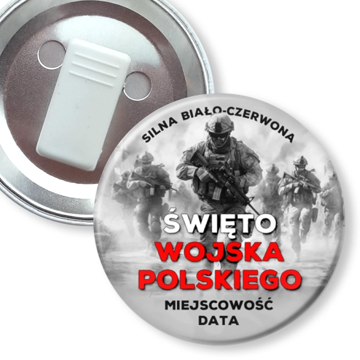 przypinka z żabką Święto Wojska Polskiego Silna Biało-Czerwona