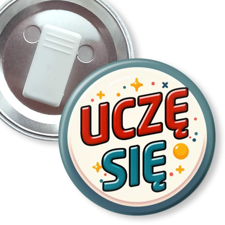 przypinka z żabką Uczę się kolorowe litery