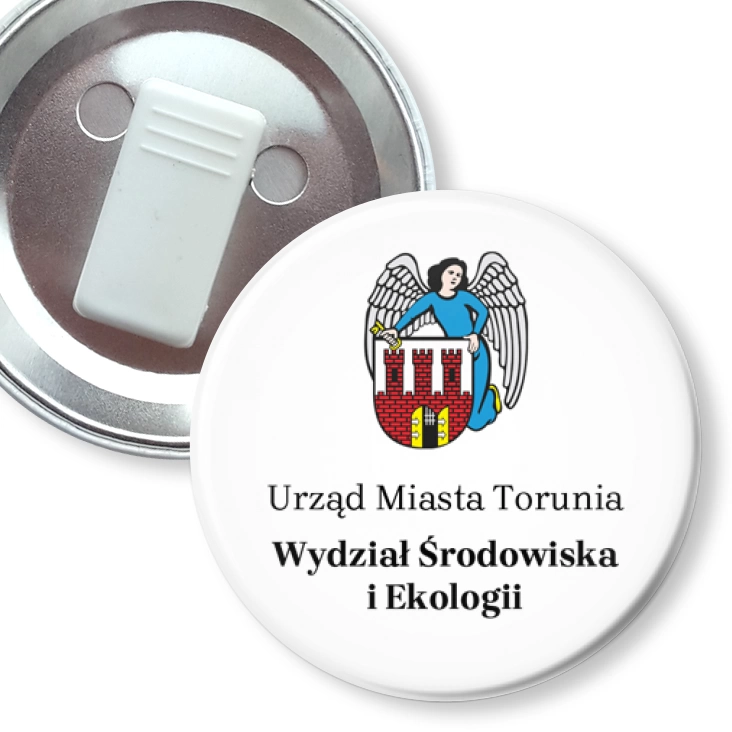 przypinka z żabką Urząd Miasta Toruń Wydział Środowiska i Ekologii