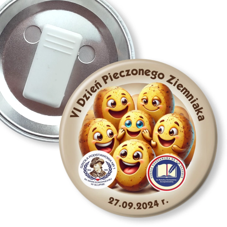 przypinka z żabką VI Dzień Pieczonego Ziemniaka