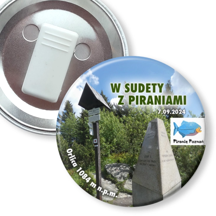 przypinka z żabką W sudety z piraniami